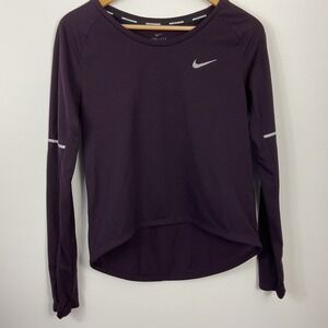 Nike Dri-FIT Long Sleeve Running Top Purple Reflective Athletic XS